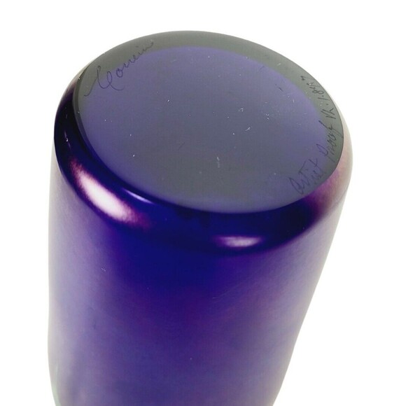 VTG Steven Correia Pulled Feather Iridescent Vase Artist Proof Signed Dated 10" - Picture 13 of 16